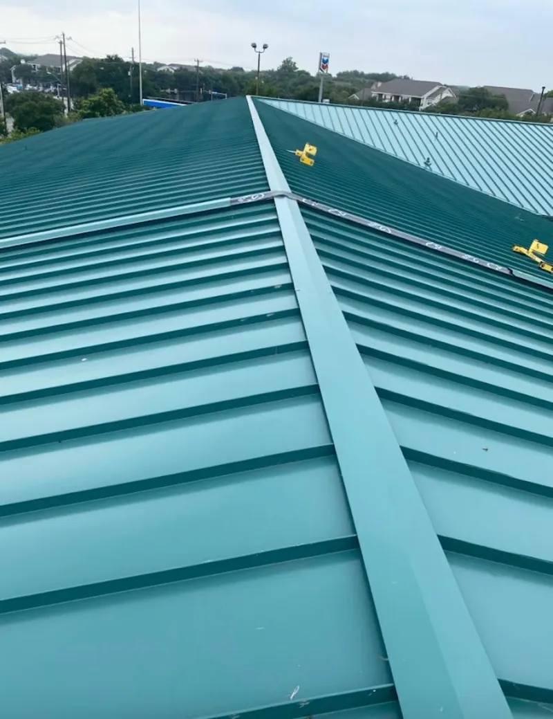 Green commercial metal roof ridge and valley for Metal Roof Repair in Sapulpa